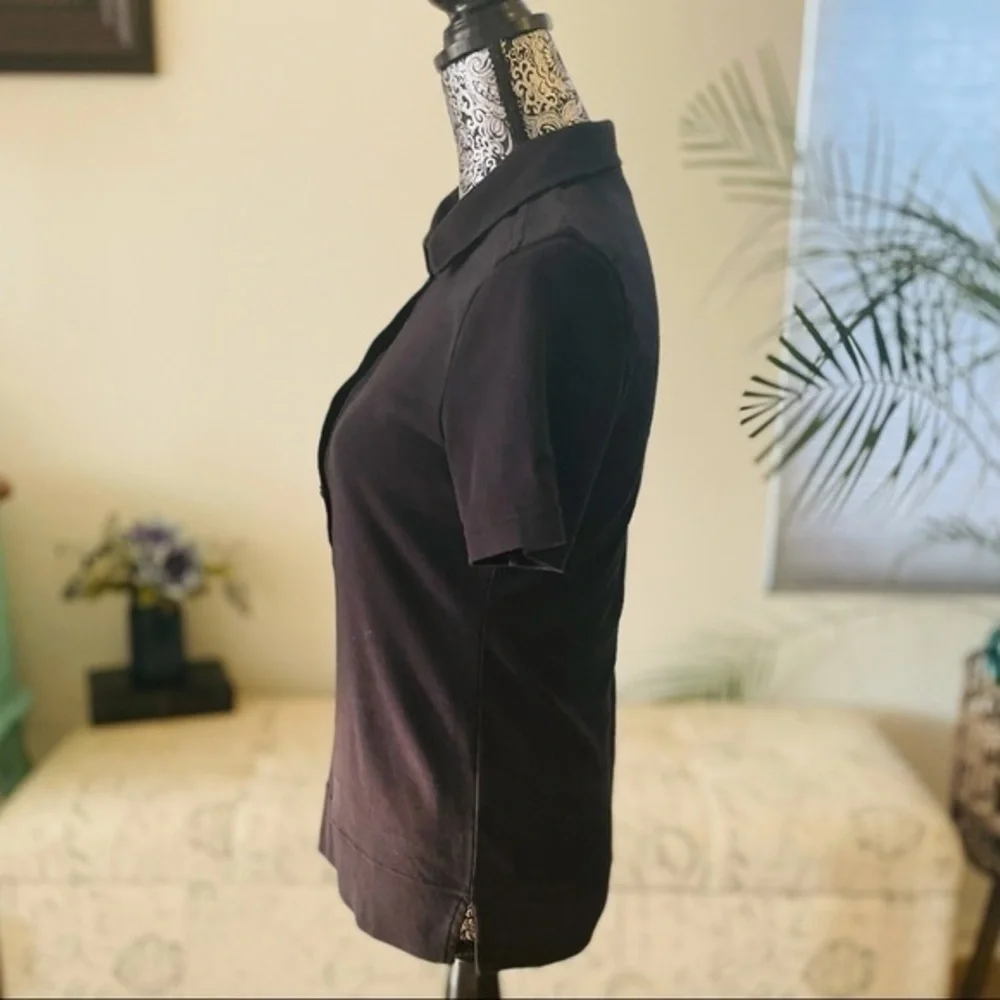 Tory Burch Lennox Short Sleeve Polo + Gold Buttons
